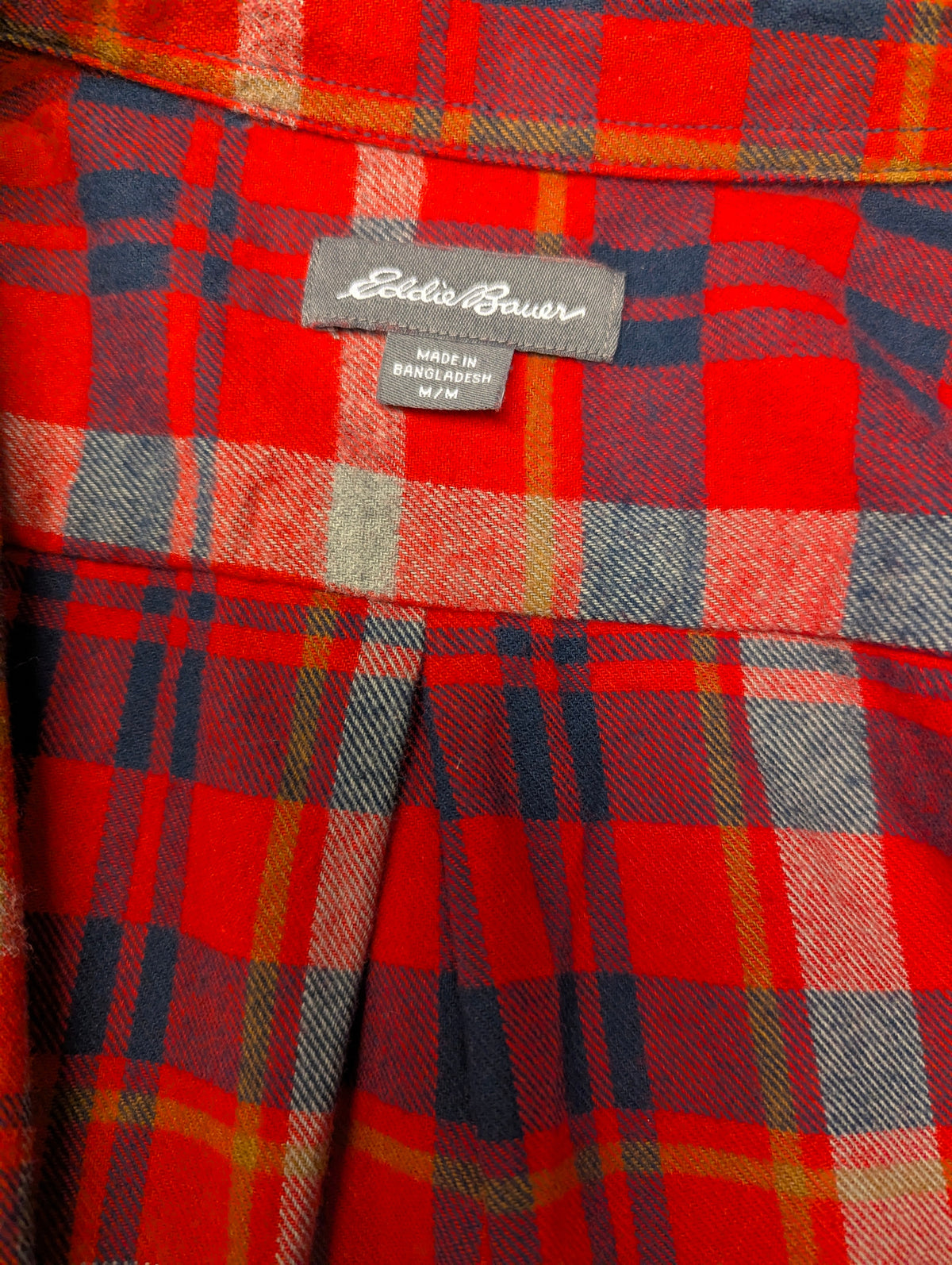 Eddie Bauer Flanellen overhemd. Rood Grijs Zwart geruit. Maat M.