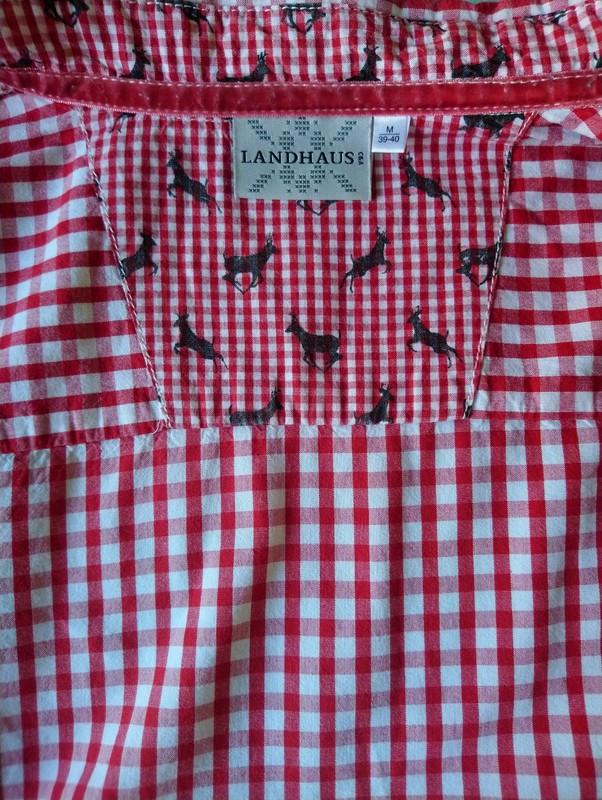 Landhaus vintage overhemd. Rood Wit geblokt. Maat M - ecogents