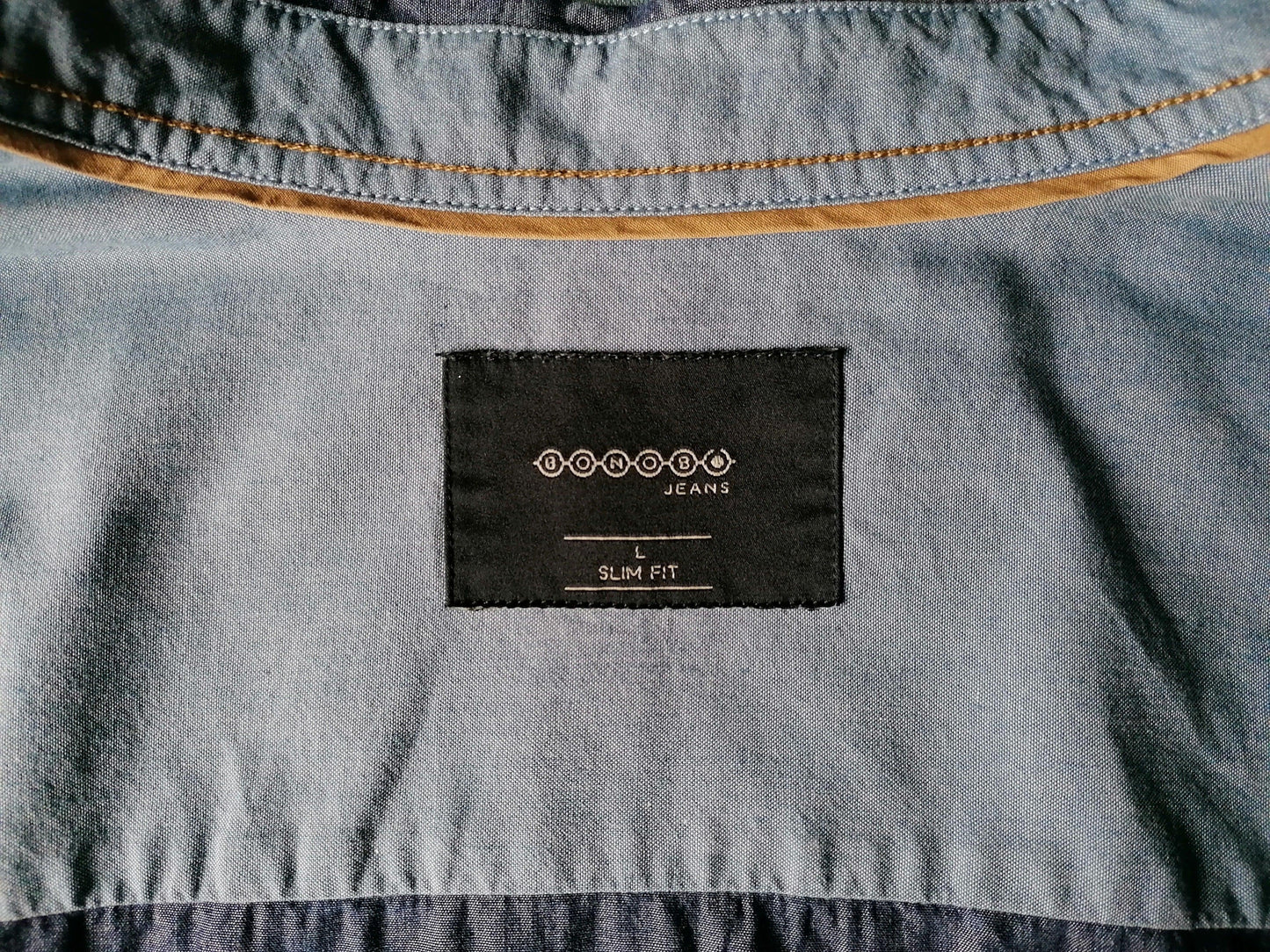 Bonobo overhemd. Blauwe print. Maat L. Slim Fit. - EcoGents