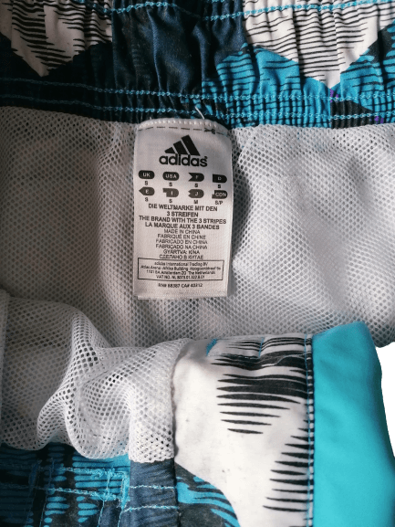 Adidas zwembroek. Blauw Wit Paars gekleurd. Maat S. - EcoGents