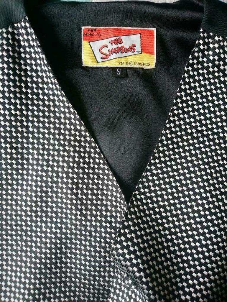 Bart "The Simpson" Gilet. Zwart Wit geblokt motief. Maat S - EcoGents