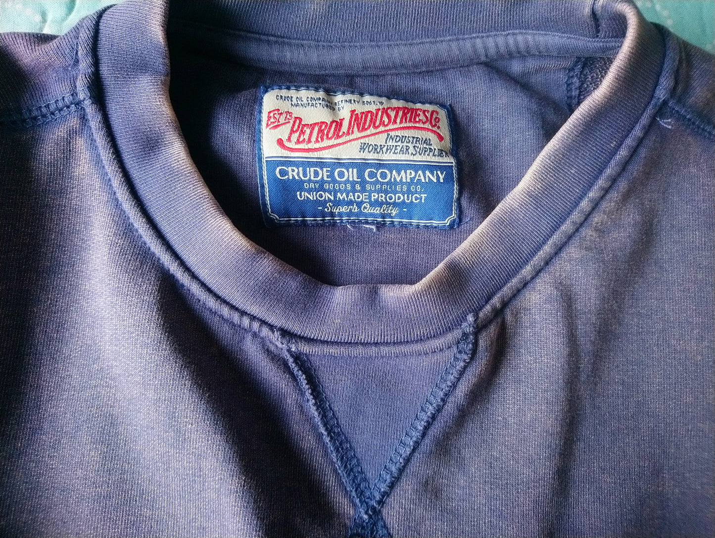 Petrol Industries trui. Blauw Zacht Roze gemêleerd. Maat S.