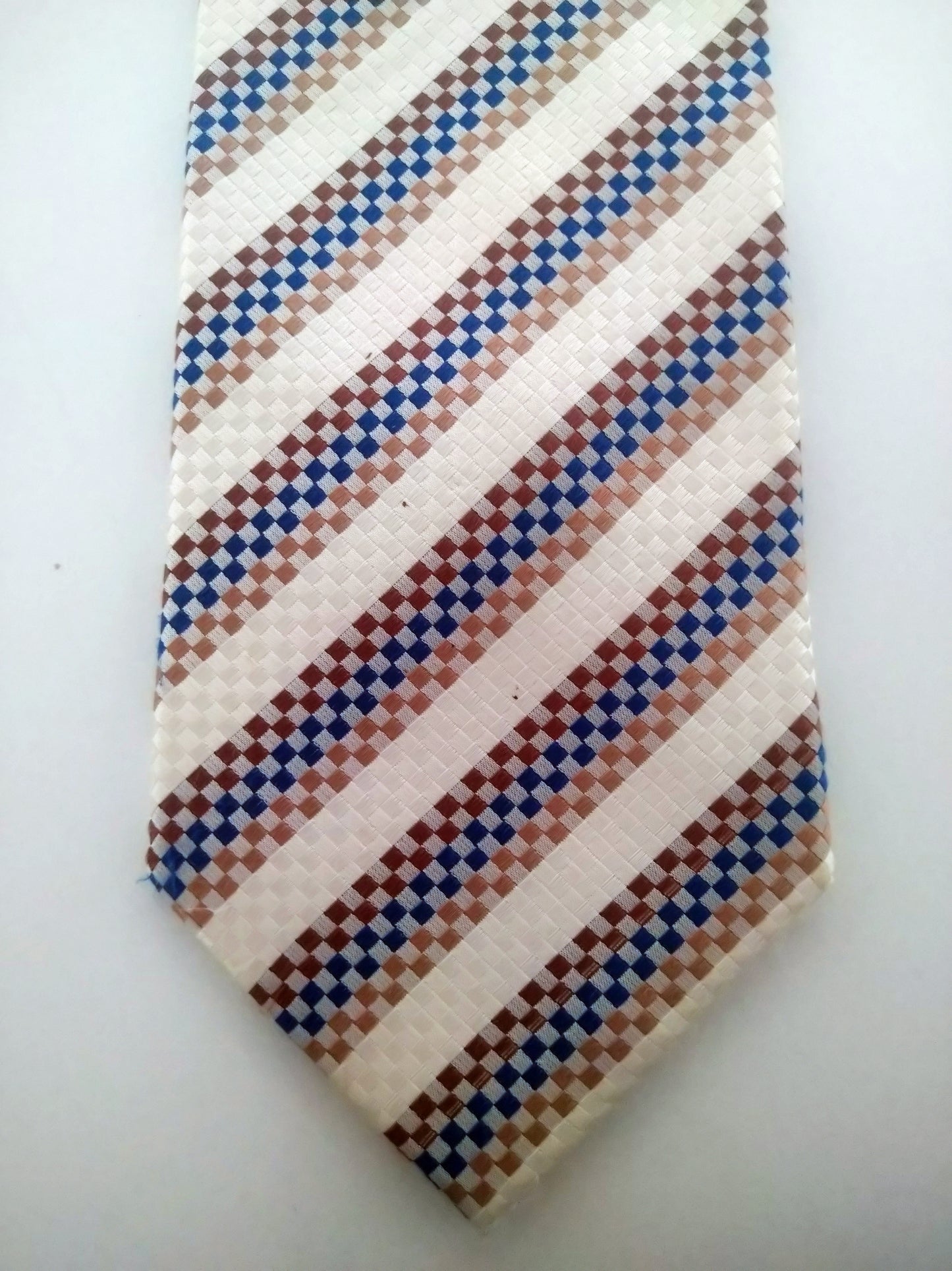 Beau sac d'arrêt Steve Ketell. Beige Blanc Beige rayé, soie.