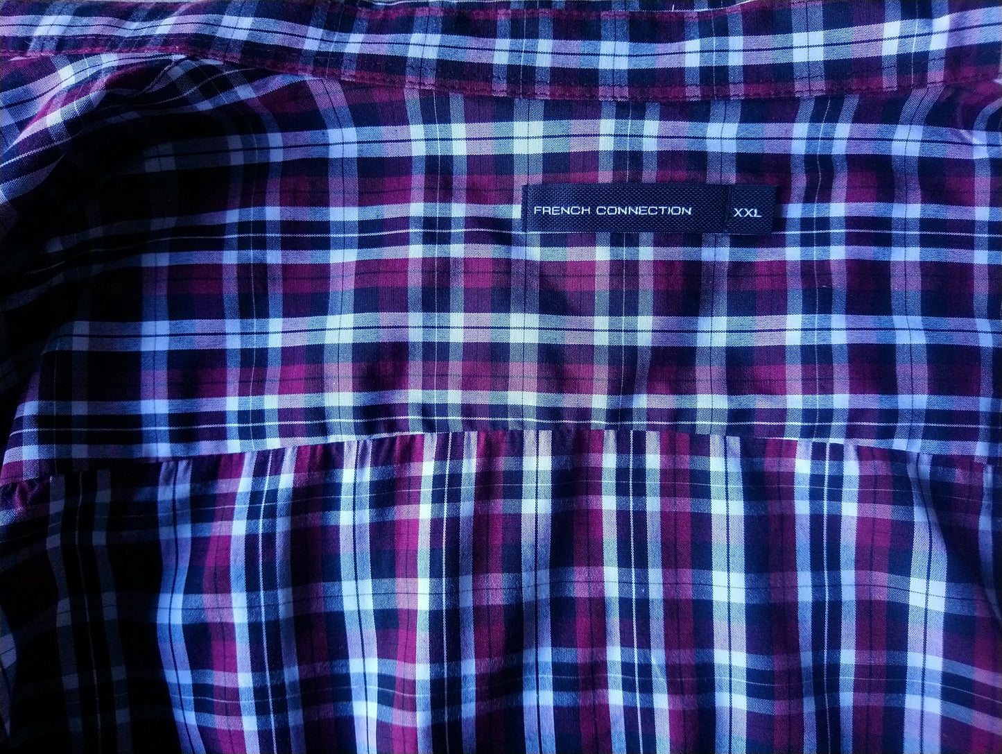 French Connection overhemd. Bordeaux Zwart Wit. Maat XXL