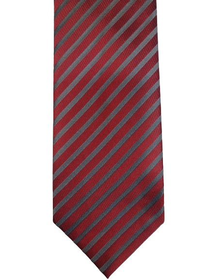 Olymp Silk Tie. Rosa / gris rayado.