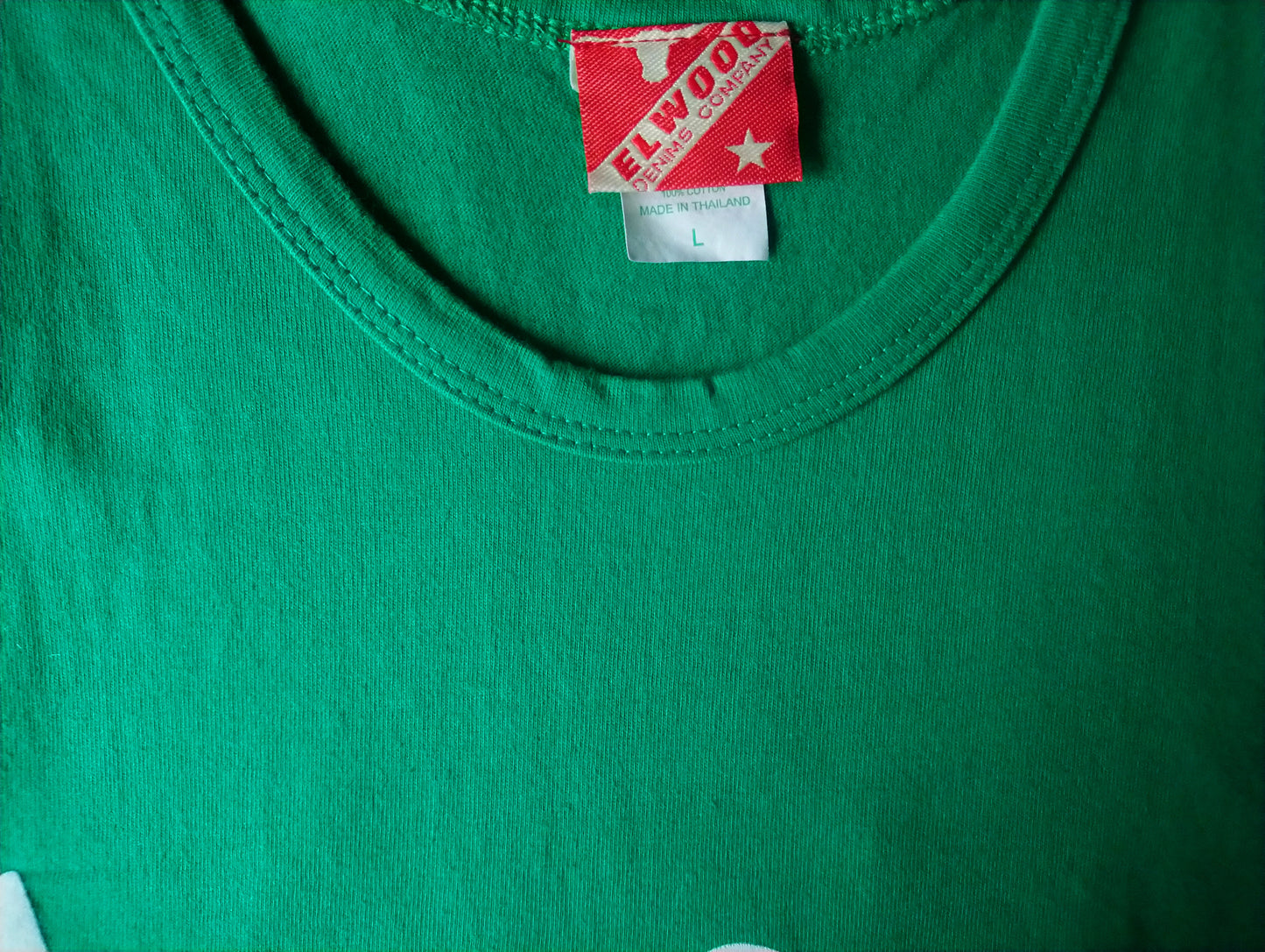 Elwood Singulet / chemise / chemise. Blanc de couleur verte. Taille L.