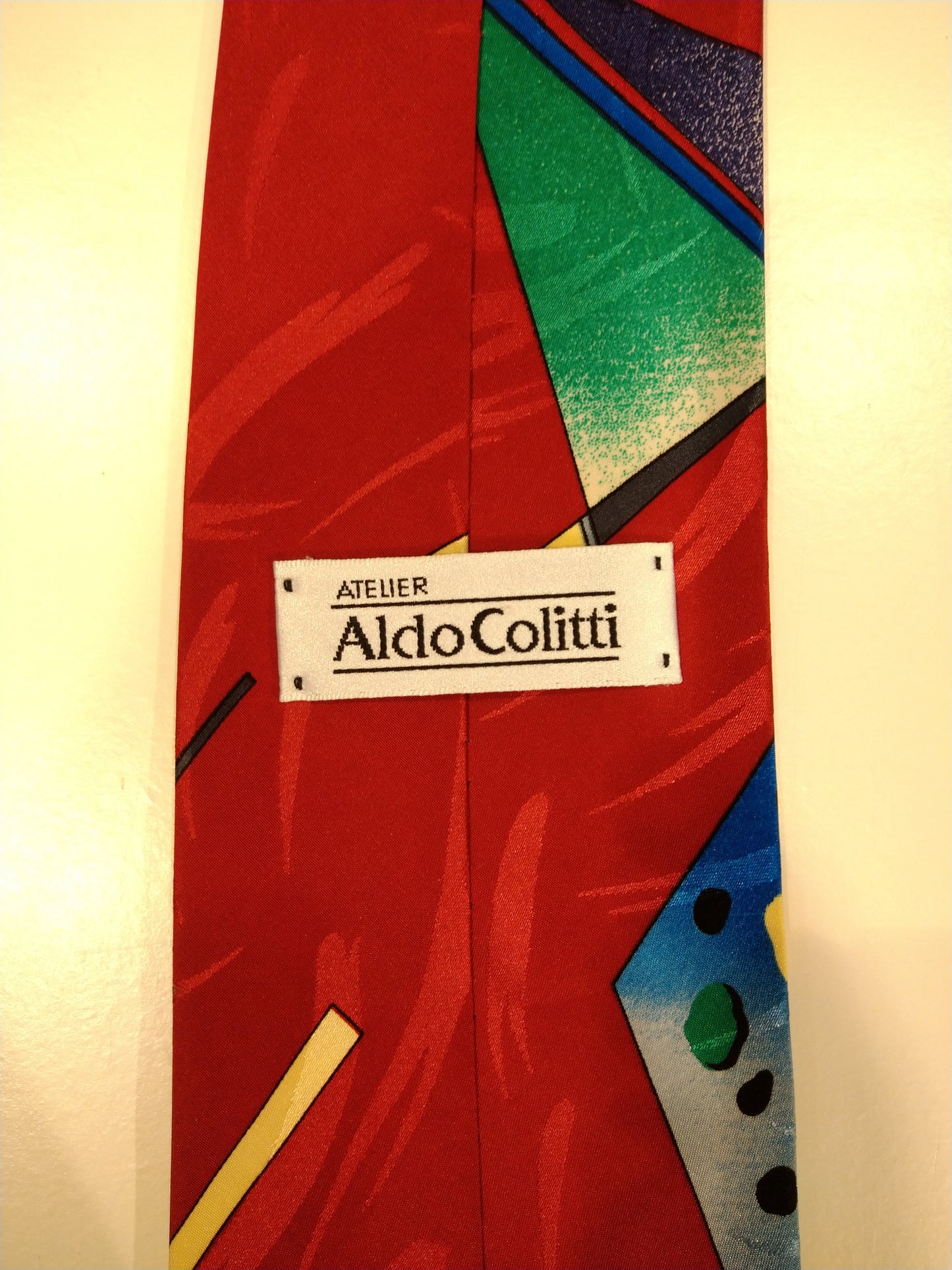 Aldo Colitti Vintage Polyester. Motif vert bleu rouge.