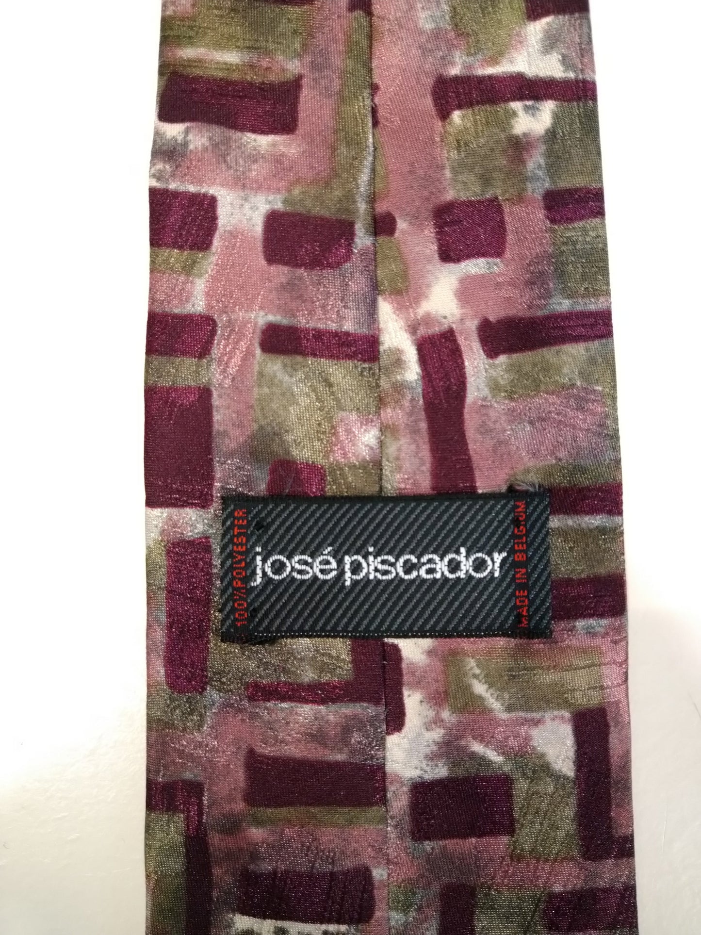 Jose Piscador polyester stropdas. Grijs paars motief.