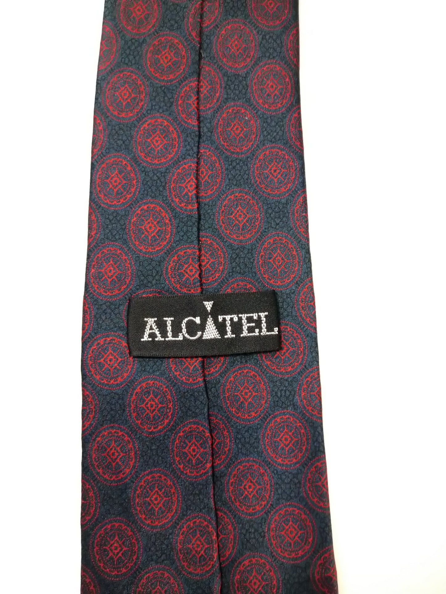 Cravatta di seta Alcatel. Motivo rosso nero,