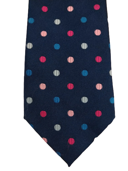 Marks & Spencer Polyester Tie. Bleu avec motif à points,