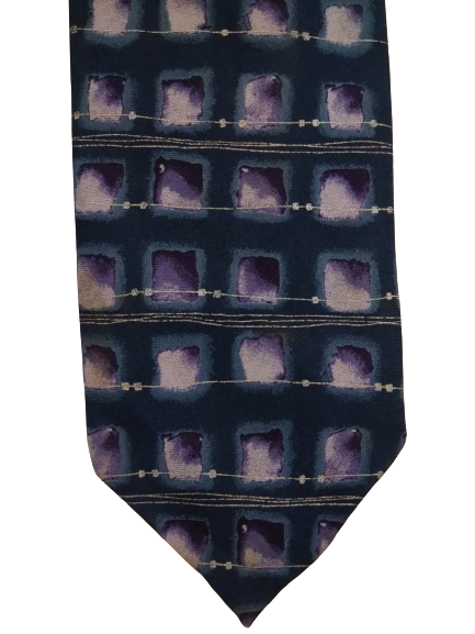 St. Michael par Marks & Spencer Silk Tie. Motif violet bleu.
