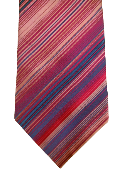 Marks & Spencer Autograph Silk Tie. Blue violet rose rayé.