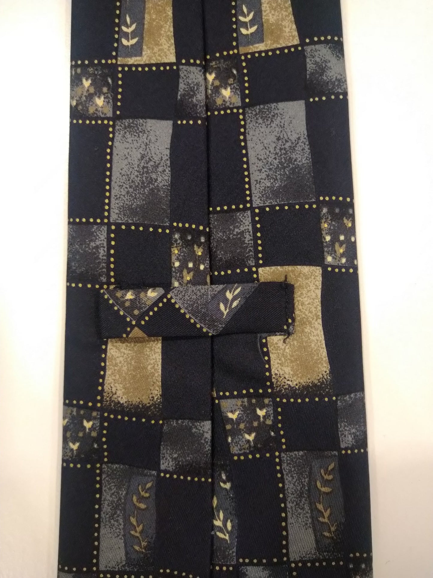 BHS silk tie. Black beige motif.