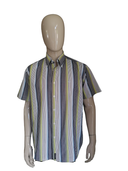 McGregor chemise manches courtes. Bleu vert raye. Taille XL
