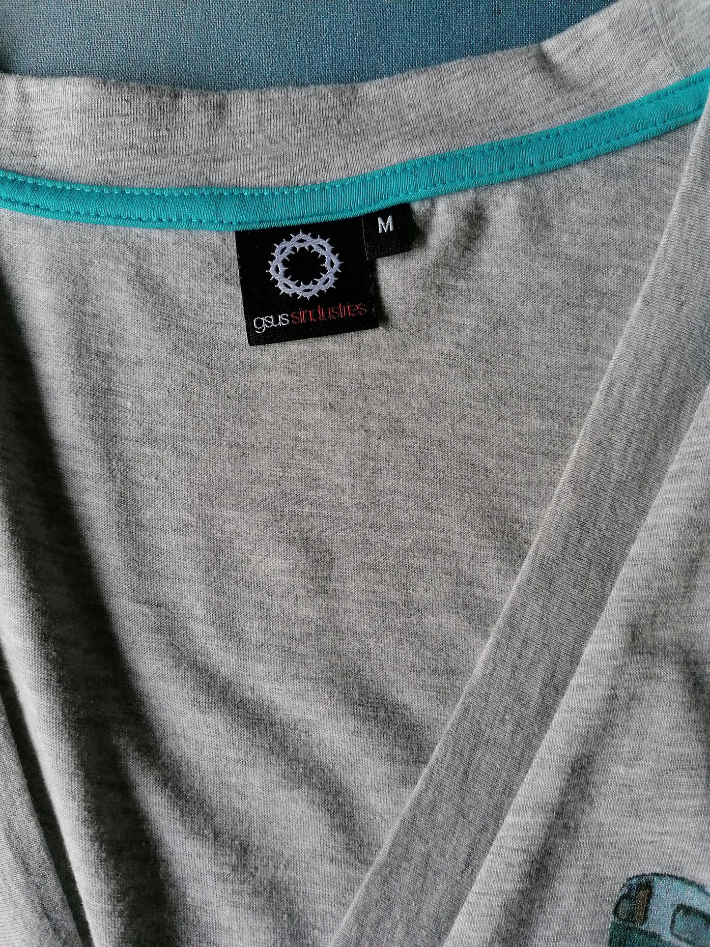 GSUS INDUSTRIES CAMISA / VISO MANGA CORTA CON BOTONES. Gris con impresión. Tamaño