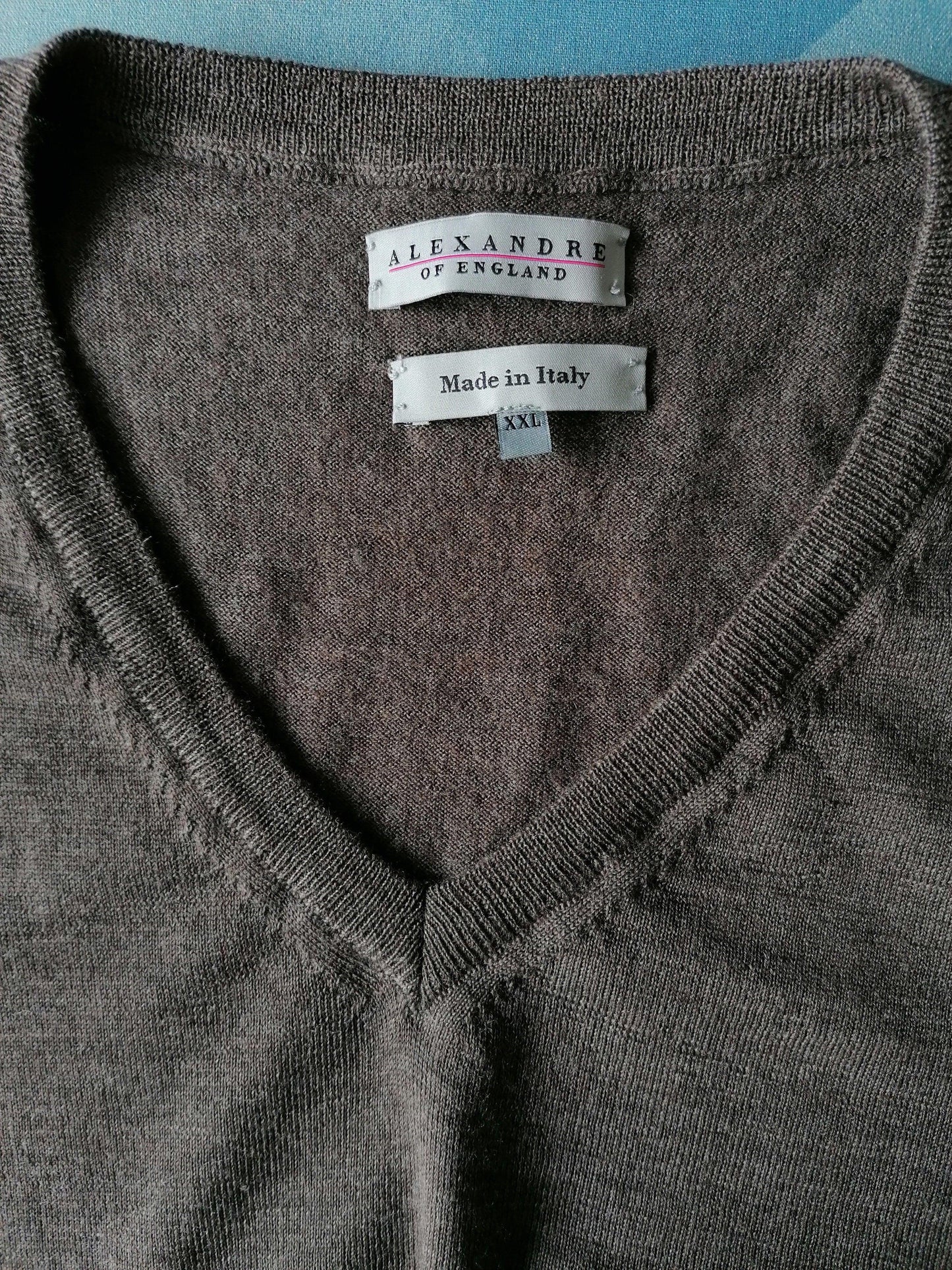 Alexandre of England Merino Wollen trui. Bruin. Mt XXL / 2XL - EcoGents