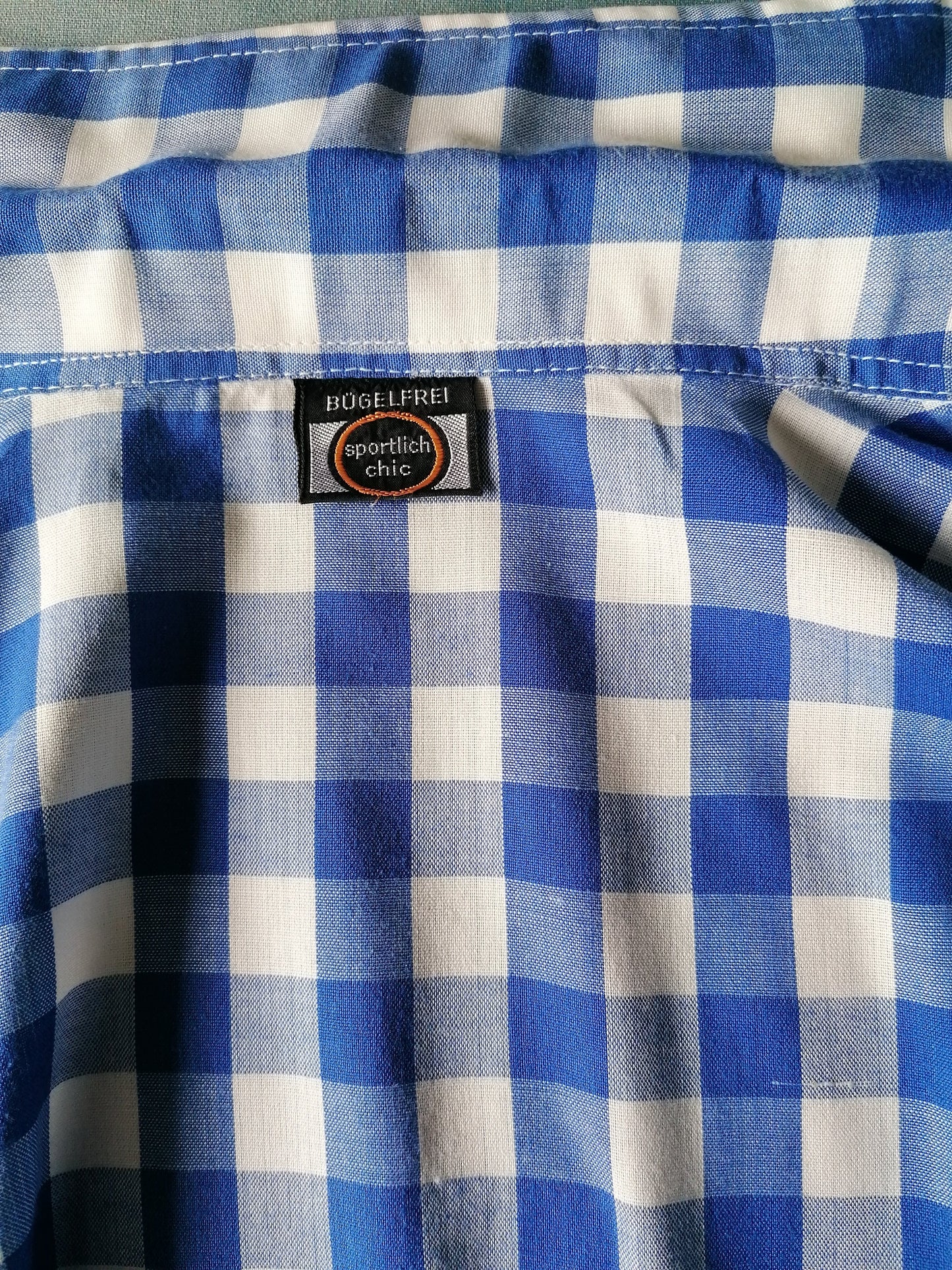Vintage 70er Jahre Hemd. Blauweiß kariert. Größe XL.