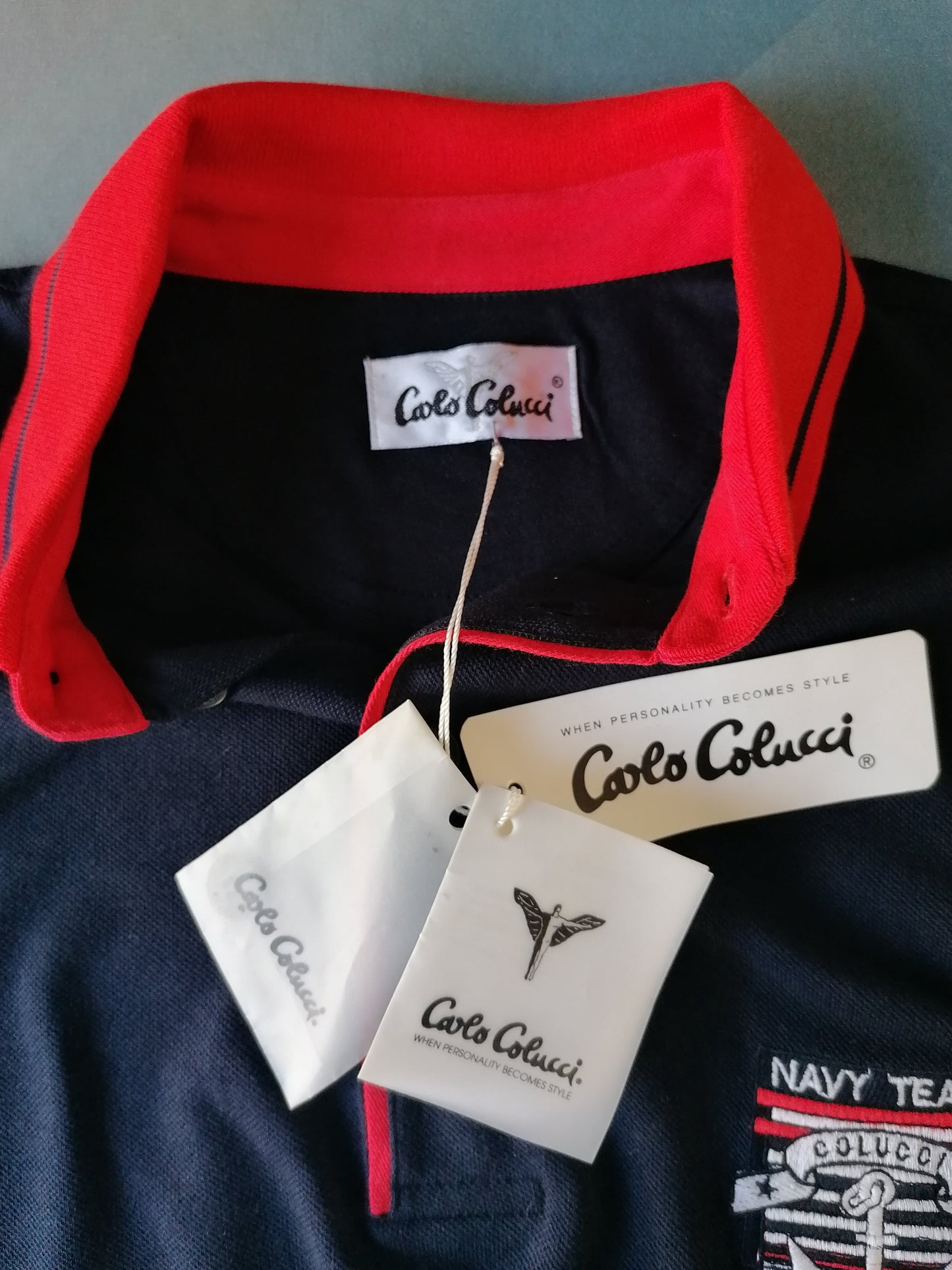 Vintage Carlo Colucci polo. Donker Blauw. Maat XL. Nieuw!