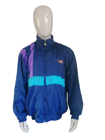 Vintage giacca a vento del concorso retrò. Leggermente foderato. Blu viola colorato. Taglia XXL / 2XL
