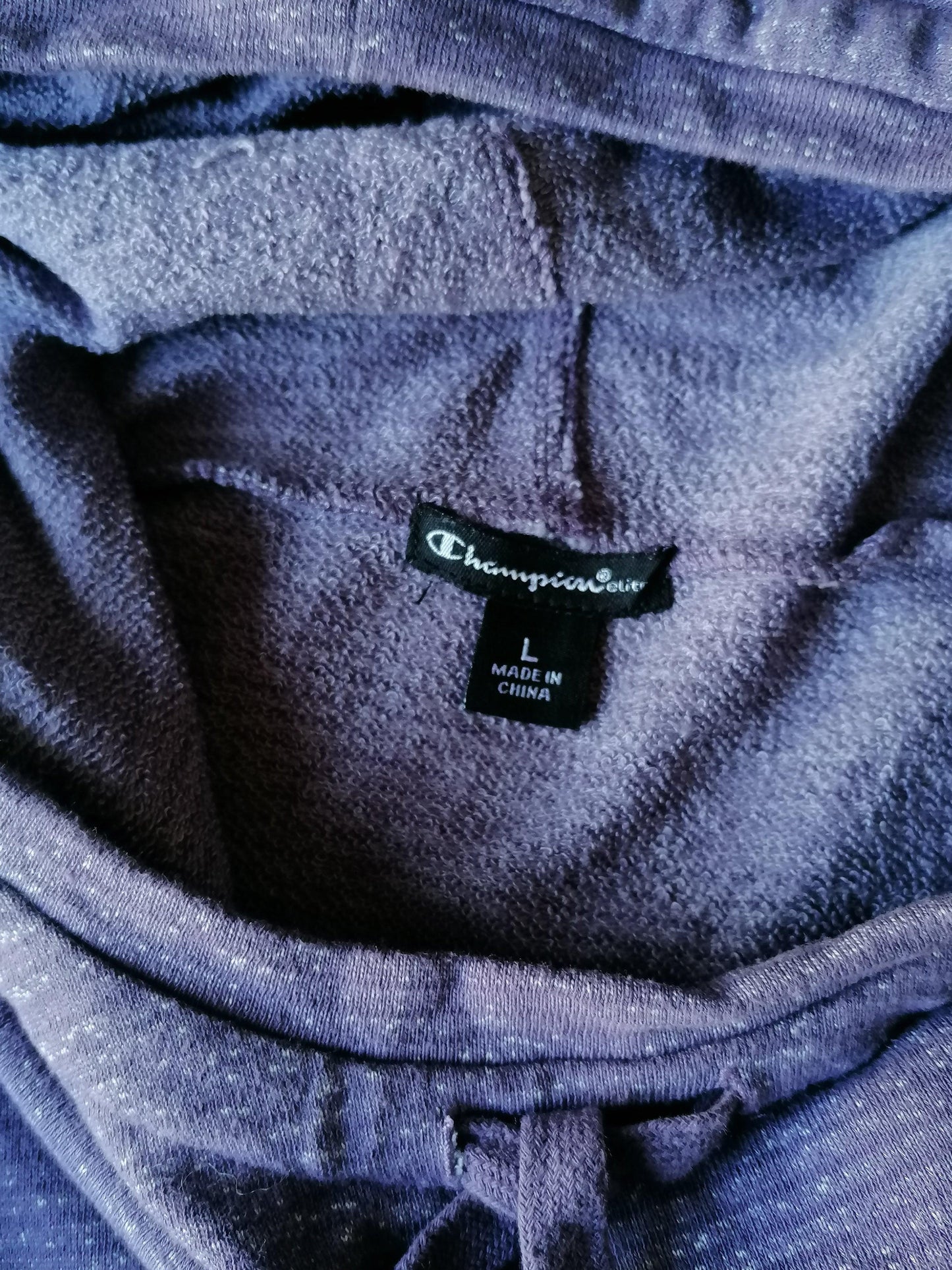 Champion Hoodie. Paars gestreept. Maat L. - EcoGents
