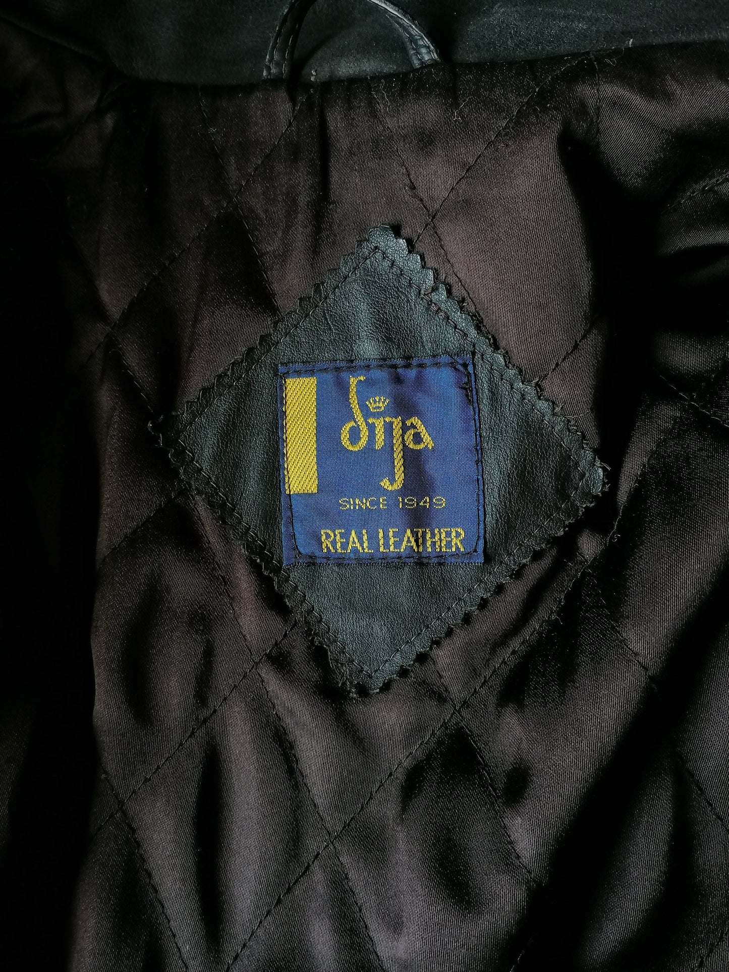 Vintage Sija 80's Leren jas / jack. Donker Bruin gekleurd. Maat L. 3/4 mouwen!