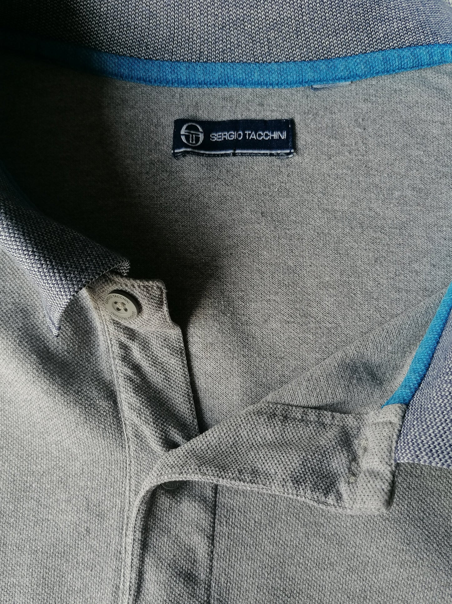 Sergio Tacchini polo. Blauw Grijs gekleurd. Maat XL.