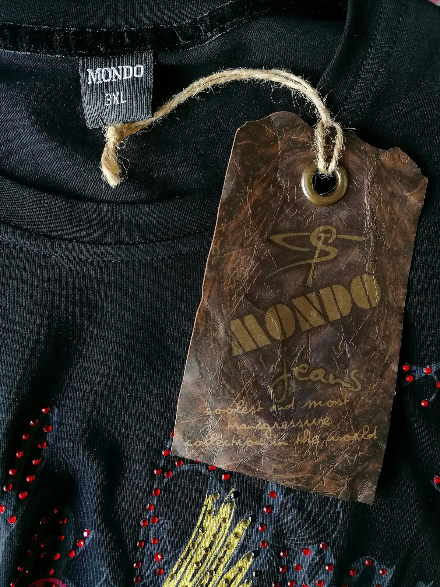 Mondo shirt. Black with prints and stones. Size XXL. New!!