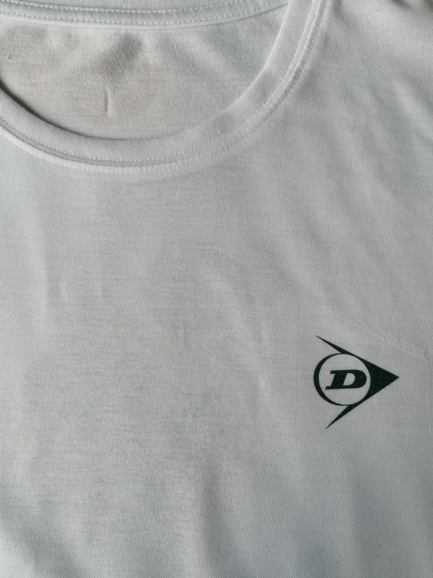 Dunlop shirt. Team Dunlop Tennis. Wit met opdruk. Maat L.