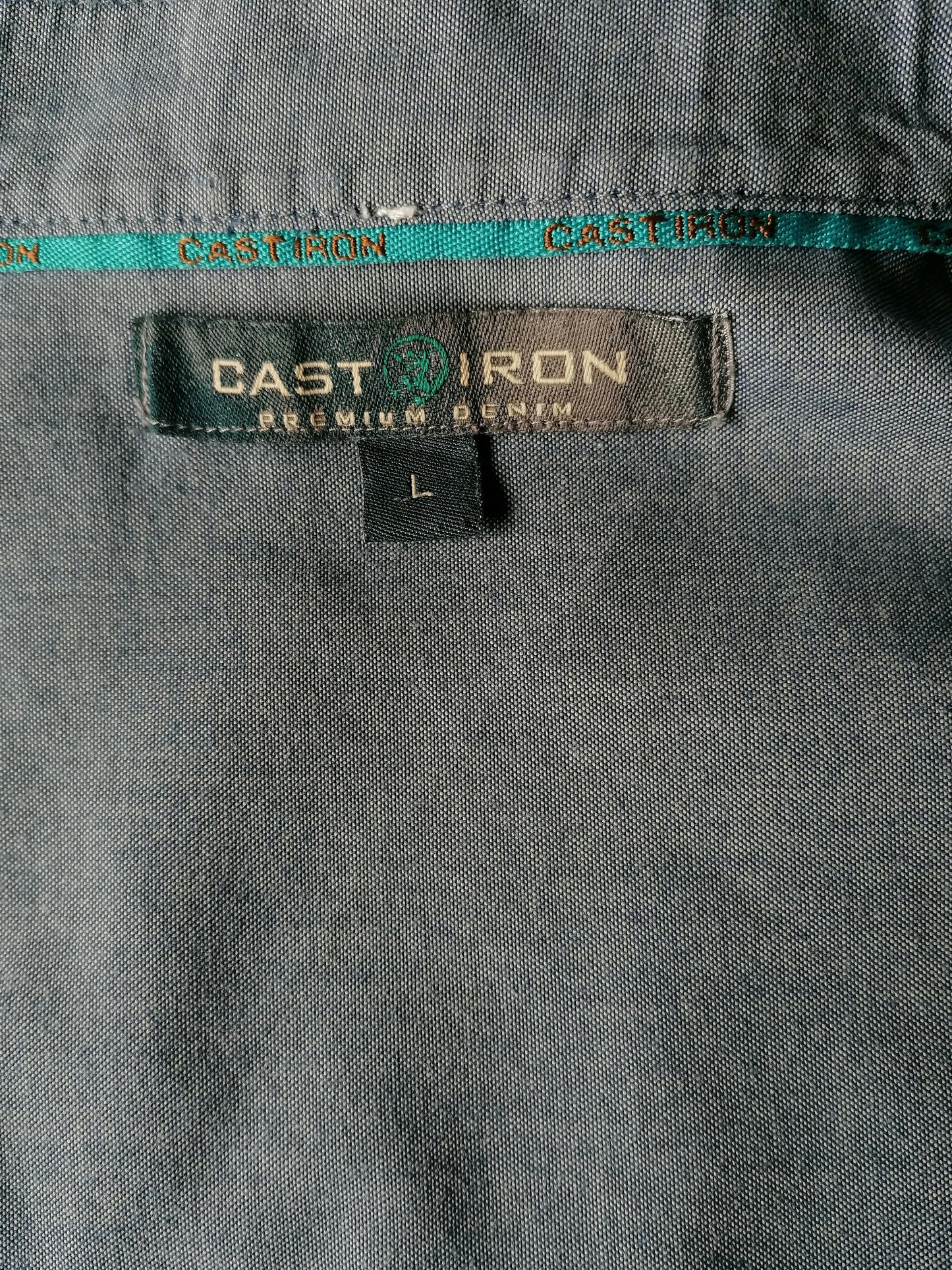 Cast Iron overhemd. Blauw Wit gestreept. Maat L.