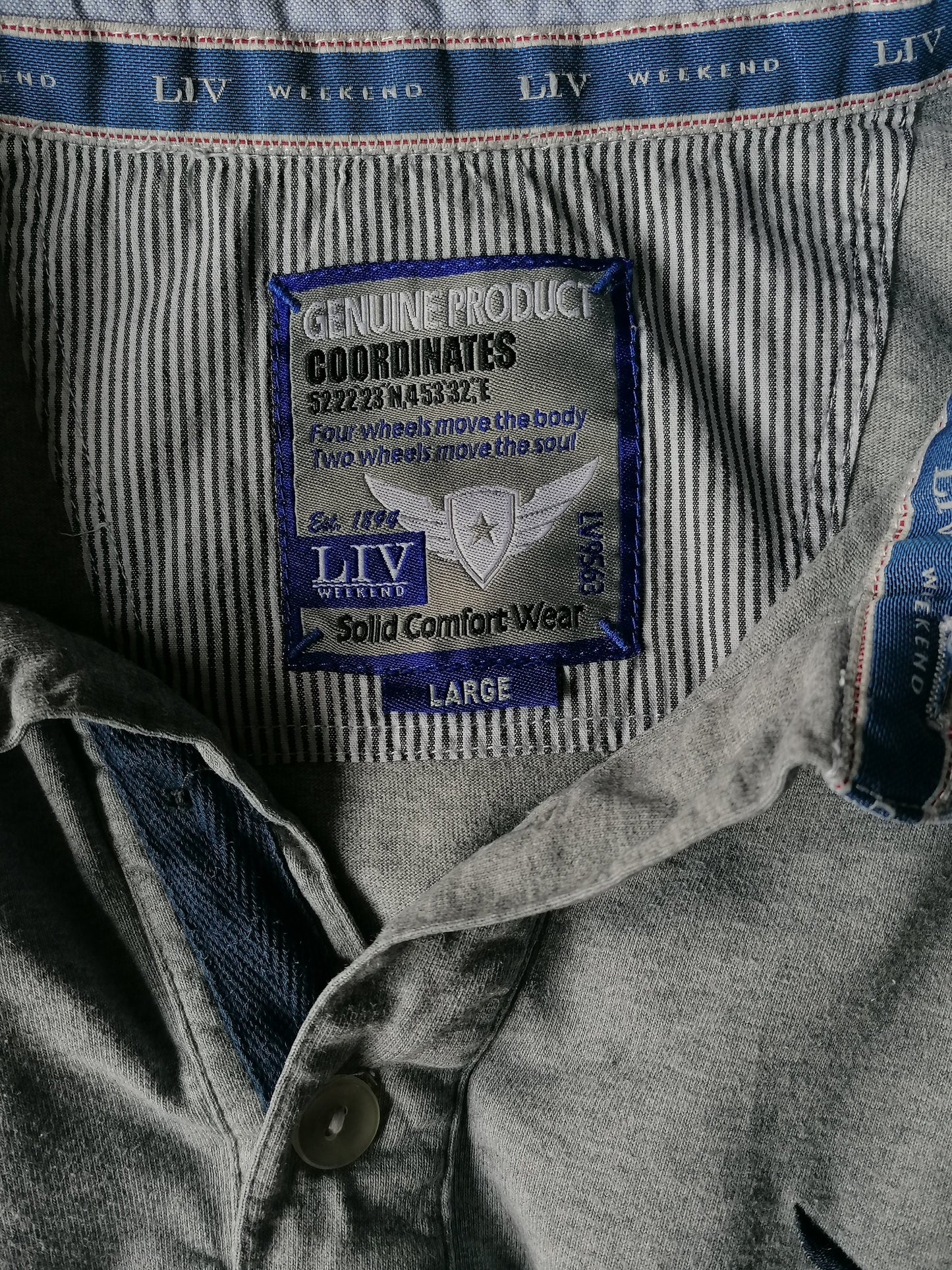 Pull Polo Liv. Gris mélangé. Taille L.