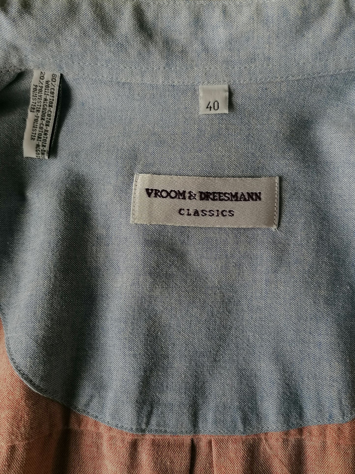 Vroom & Dreesman overhemd. Roze gemêleerd. Maat 40 / M. valt ruimer.