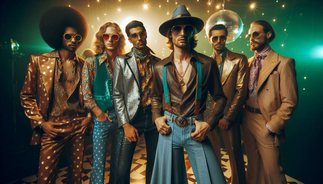 Disco outfit voor mannen met jaren 70-overhemd, gilet en colbert