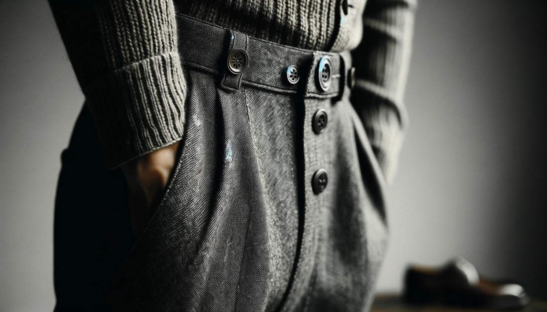 Tweedehands heren pantalon controleren op pasvorm en lengte