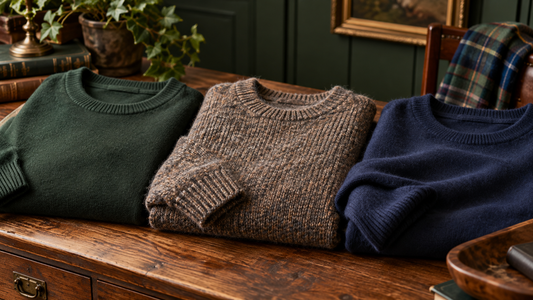 Drie luxe wollen truien in warme EcoGents herenkamerstijl