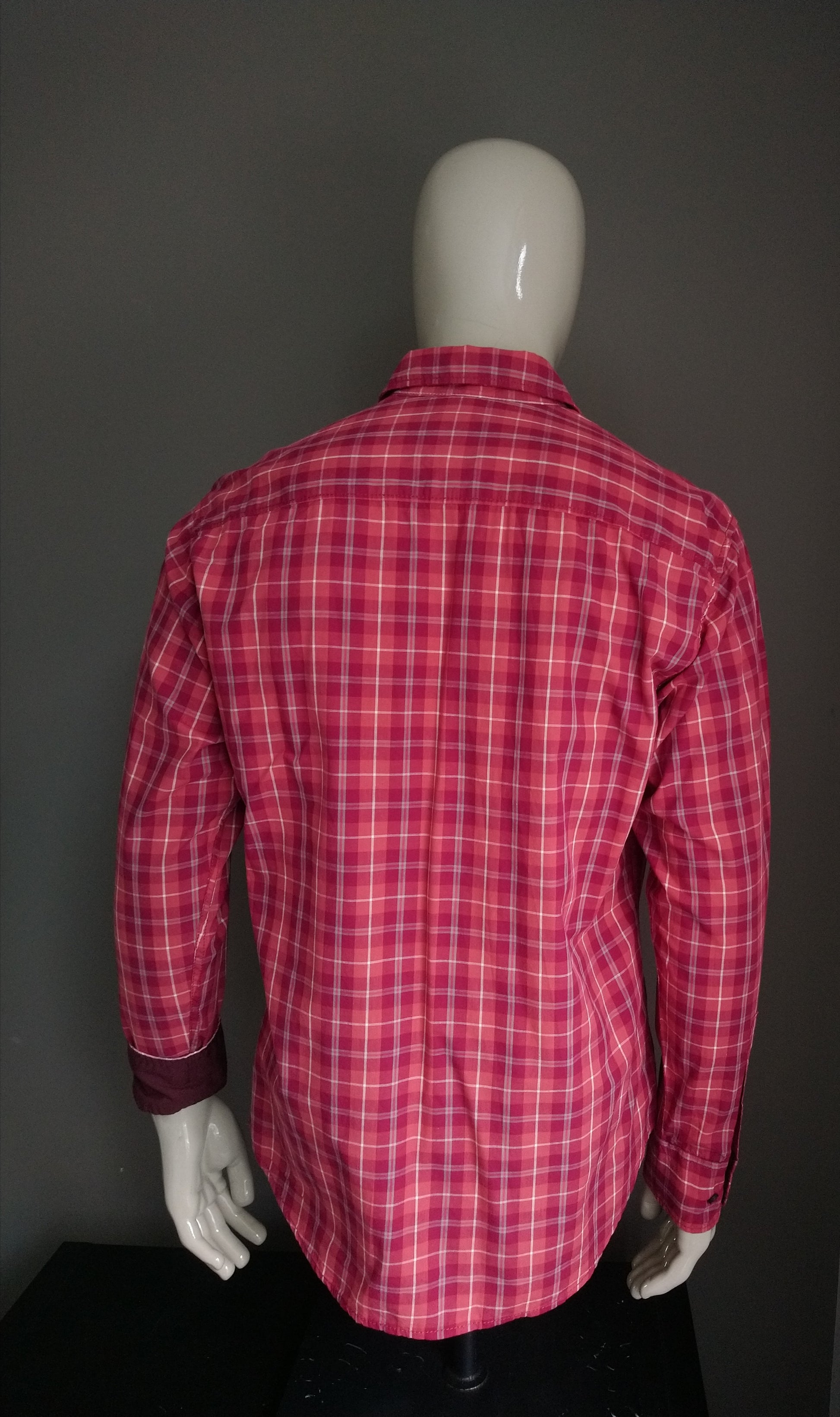 Tom Tailor shirt. Red Orange checked. Size M / L. – EcoGents