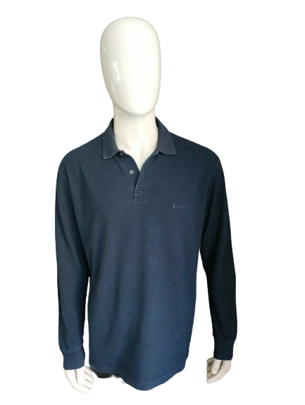 Pull polo Burlington. De couleur bleu foncé. Taille XL. Coton.