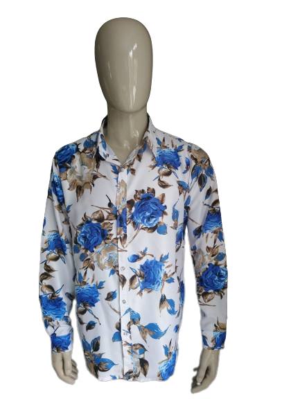 Vintage -Shirt. Blaubraunes Blumen. Größe xl.