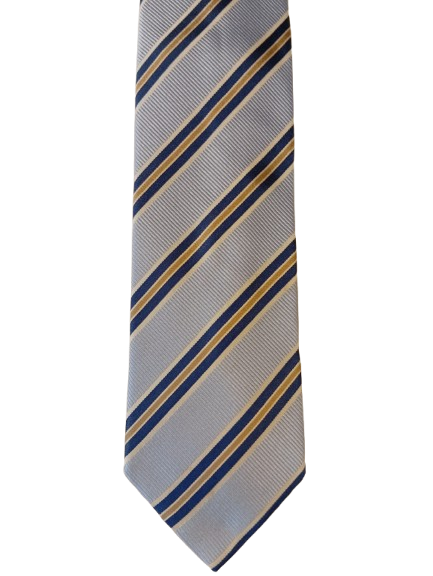 Corbata de seda – gris con rayas – look business – Adam Business