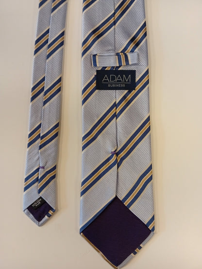 Cravatta in seta – grigia con righe – look business – Adam Business