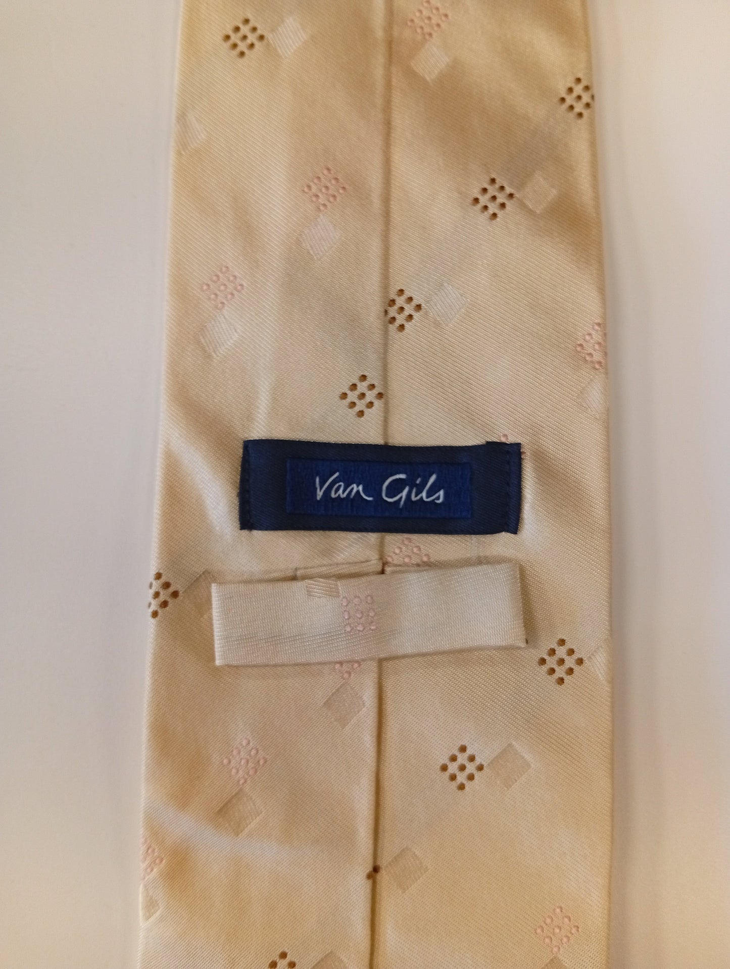 Cravatta in seta – beige con motivo discreto – stile senza tempo – Van Gils