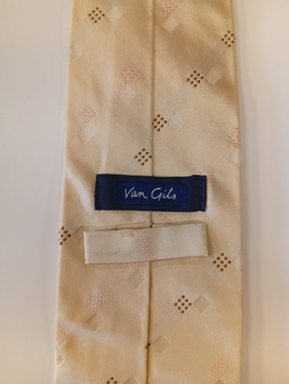 Cravatta in seta – beige con motivo discreto – stile senza tempo – Van Gils