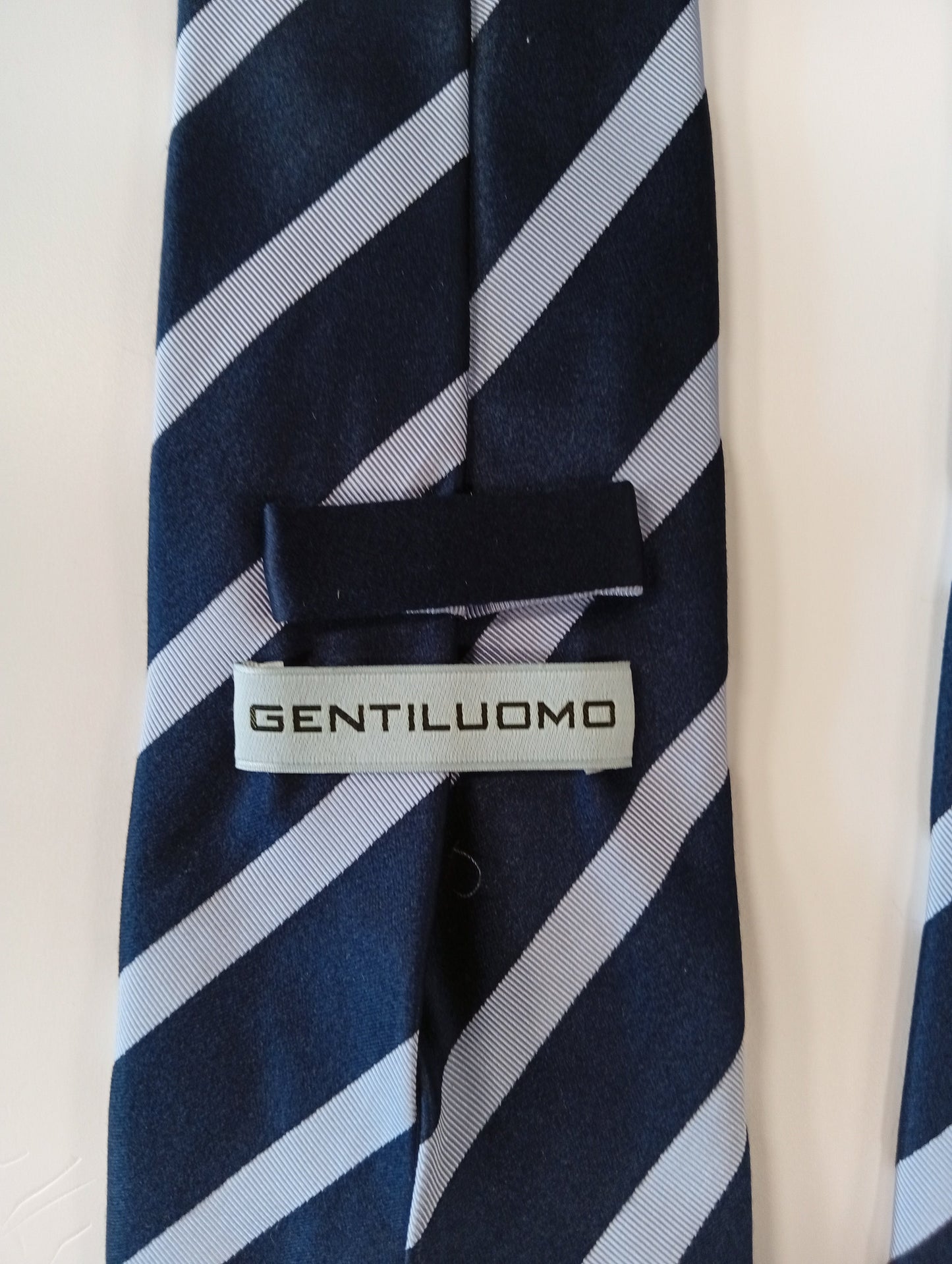 Silk tie – dark blue with stripes – business look – Gentiluomo