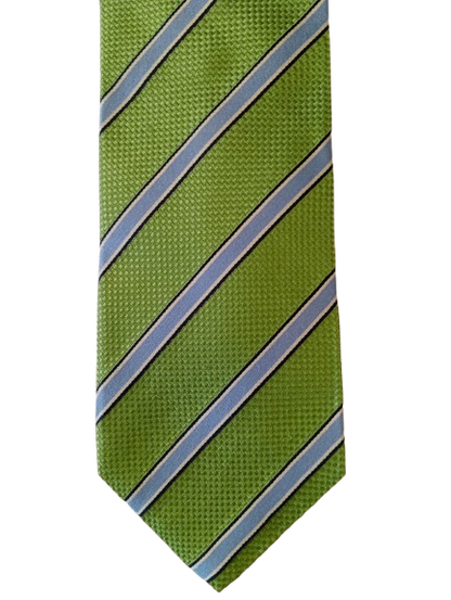 Cravatta in seta italiana – verde con righe – look fresco ed elegante – Profuomo