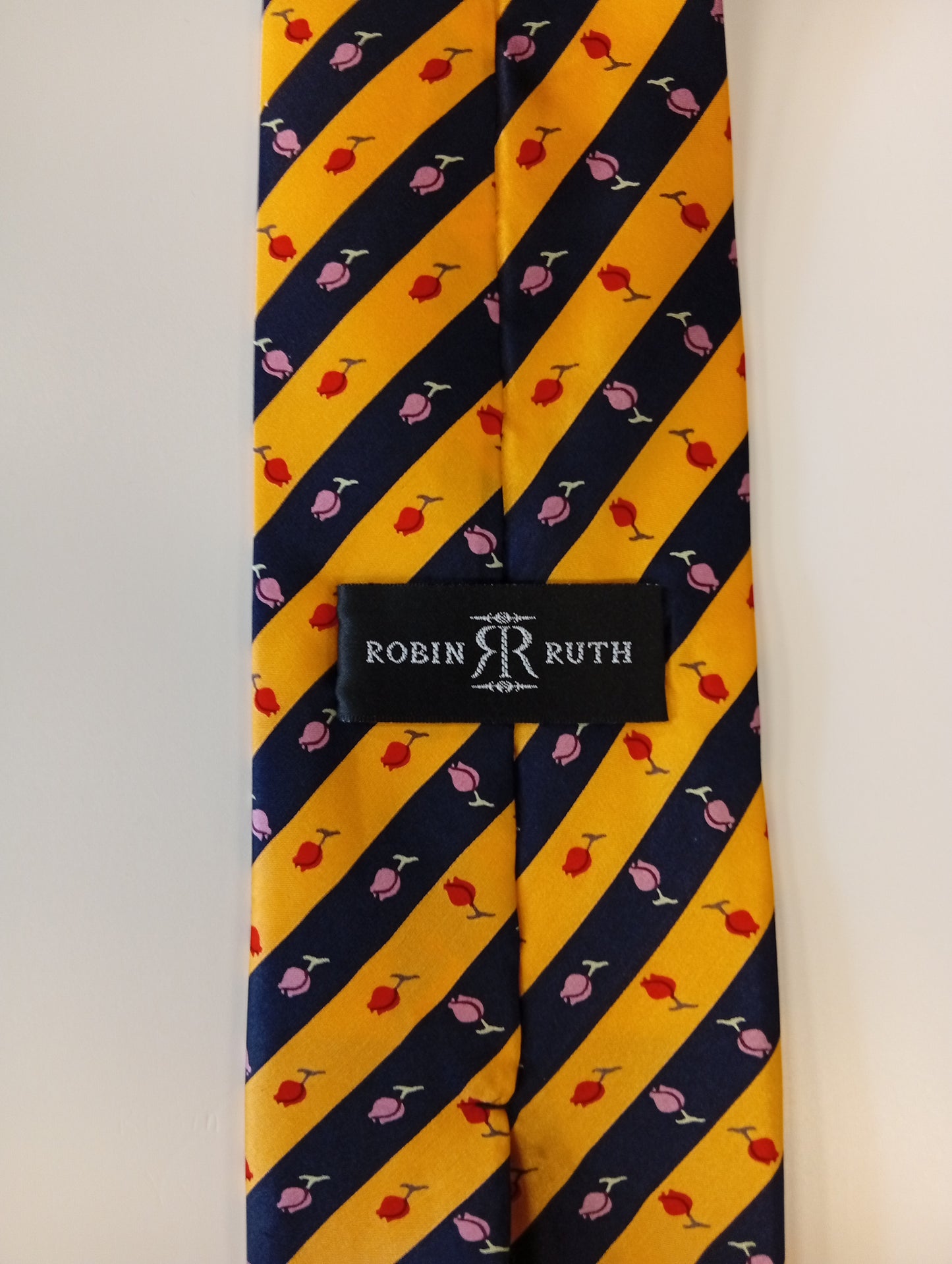Cravatta di seta – gialla con motivo nero – stile sorprendente – Robin Ruth
