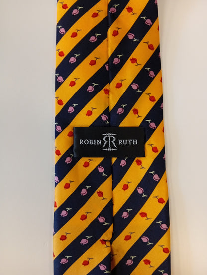 Cravatta di seta – gialla con motivo nero – stile sorprendente – Robin Ruth