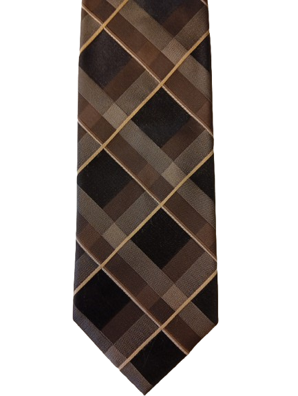 Cravate en soie – motif losanges marron – style classique – Altio