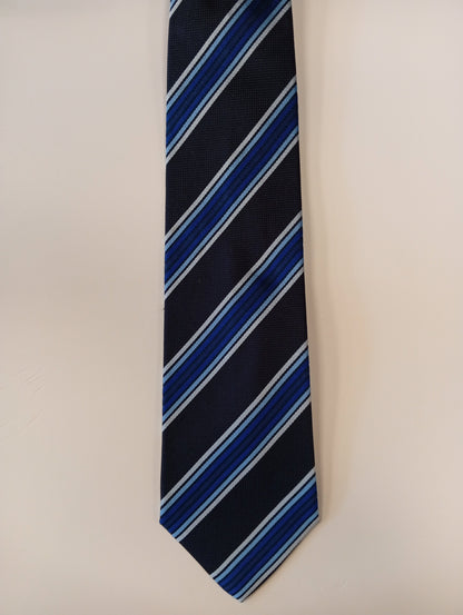 Corbata de seda – azul oscuro con rayas – estilo atemporal – Alveare