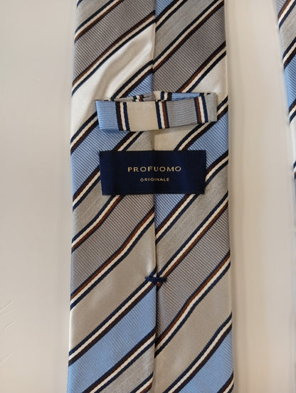 Corbata de seda italiana – raya sutil – estilo atemporal – Profuomo