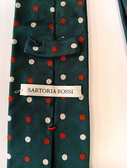 Corbata de seda – verde con estampado – aspecto llamativo y elegante – Sartoria Rossi