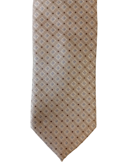 Italiaanse zijden stropdas – beige met patroon – elegante, luxe uitstraling – Pal Zileri